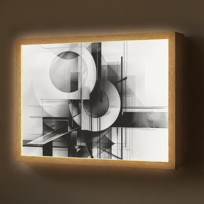 Abstract - Kunst - Modern - Zwart wit Light Box met batterij (Wandlamp) middel -z3d_website