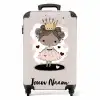 Prinses op gekleurde achtergrond met roze en zwarte hartjes NBS - Handbagage koffer - Kinderen Unisex middel -productfoto_recht