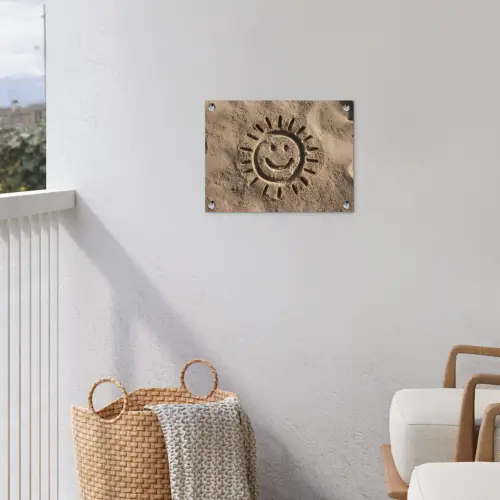 Gezichtje - Zon - Zand - Getekend tuinposter los doek klein -sfeer8