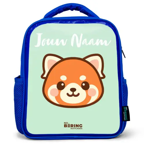 Kawai - Rode panda - Groen Kinderrugzak - Blauw middel -3d