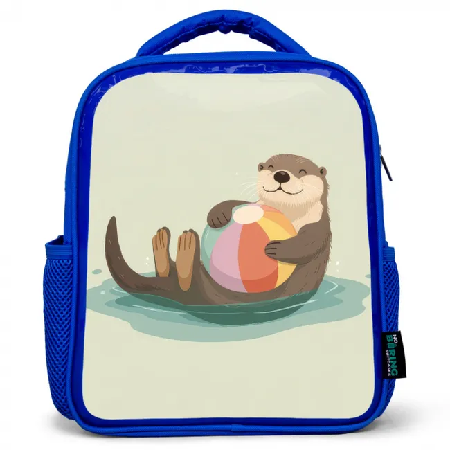 Otter - Strandbal - Kleurrijk Kinderrugzak - Blauw middel -3d