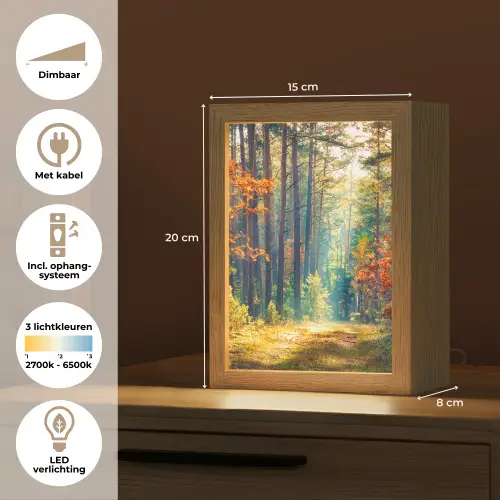 Bos - Zon - Natuur - Herfst Light Box met kabel (Tafellamp) klein -USP_NL