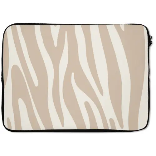 Zebraprint - Beige - Wit - Dierenprint laptophoes neopreen klein -zkaufland3dotto