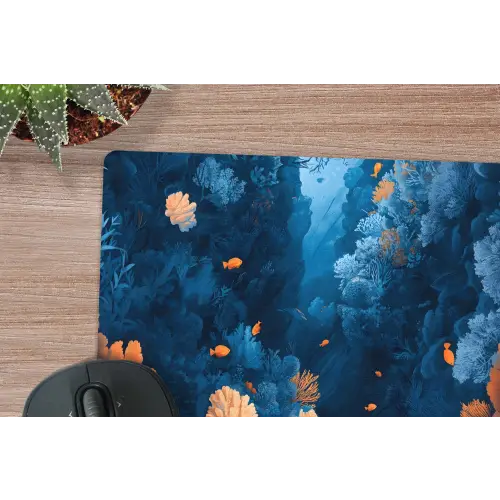 Koraalrif - Vissen - Oceaan - Blauw muismat rubber klein -closeup