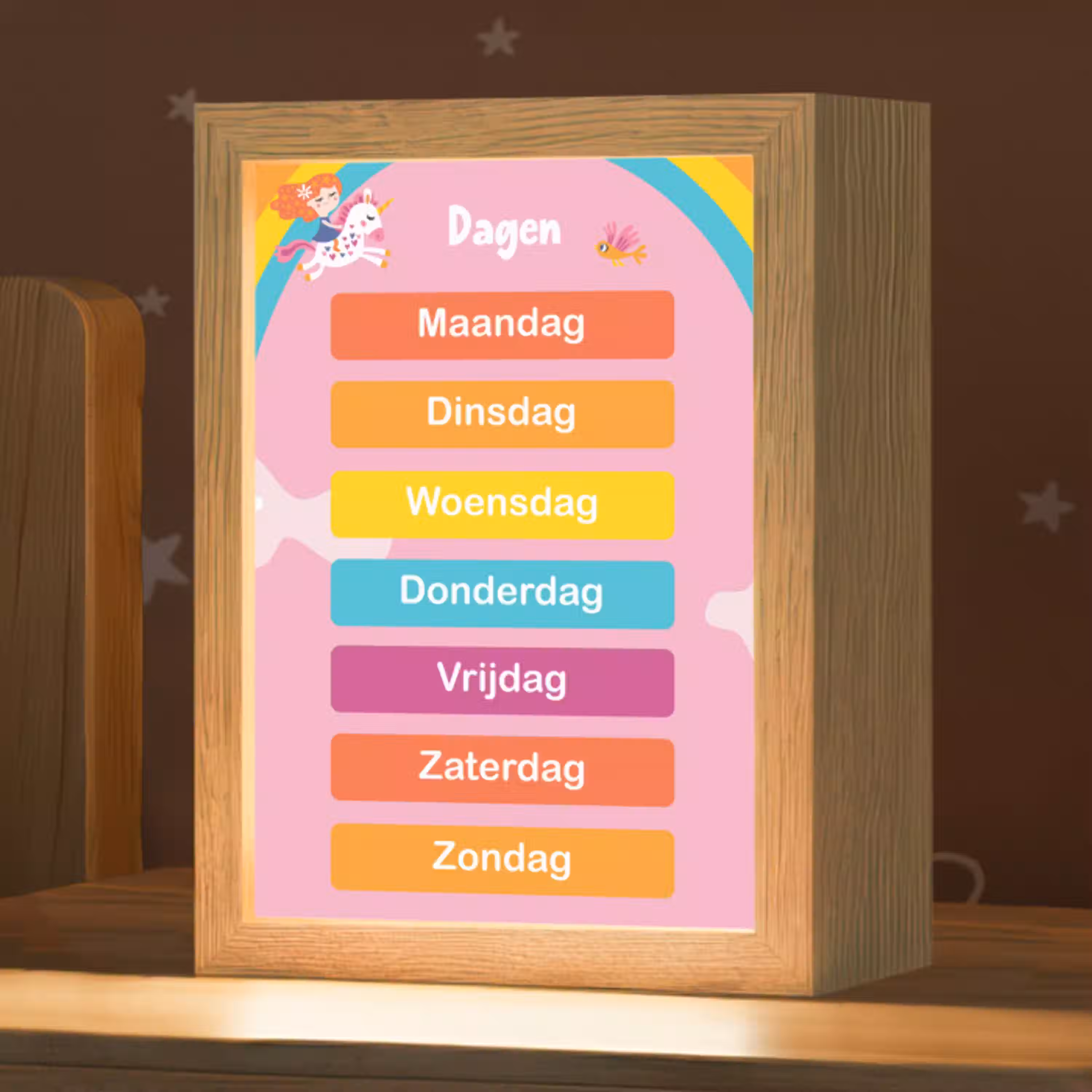 Dagen van de week - Educatief - Leren voor kinderen - Roze Light Box met kabel klein -zzz_3d_website