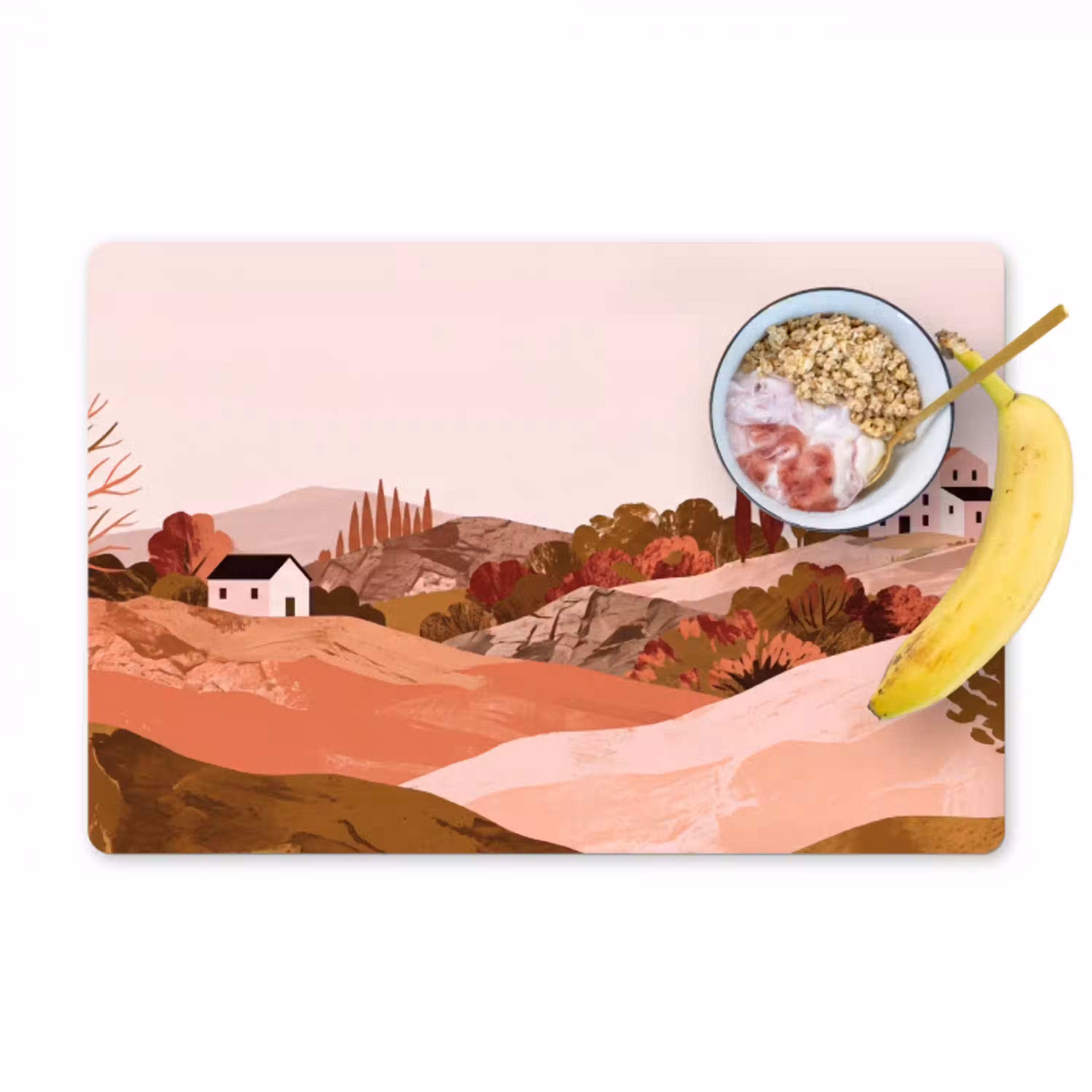 Heuvellandschap - Grafisch - Terracotta Placemat vinyl groot -zzzproduct_Kitchenyeah-website