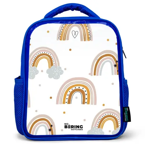Regenbogen patroon in zachte kleuren Kinderrugzak - Blauw middel -3d