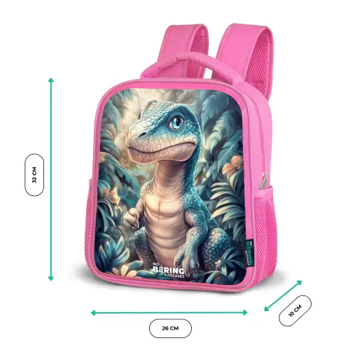 Dino in mystieke jungle met maanlicht Kinderrugzak - Roze middel -productfoto_formaten