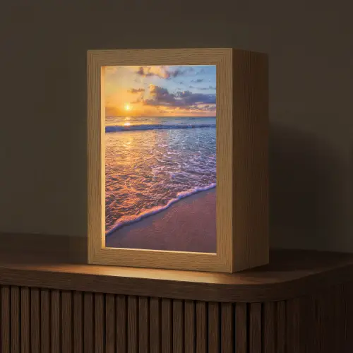 Zee - Strand - Zonsondergang - Wolken - Horizon Light Box met kabel (Tafellamp) klein -z3d_website