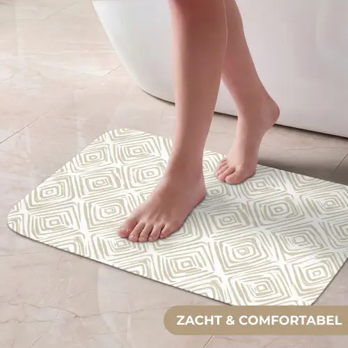 Abstract - Ruit - Beige Badmat klein 997 -USP_ZachtNL