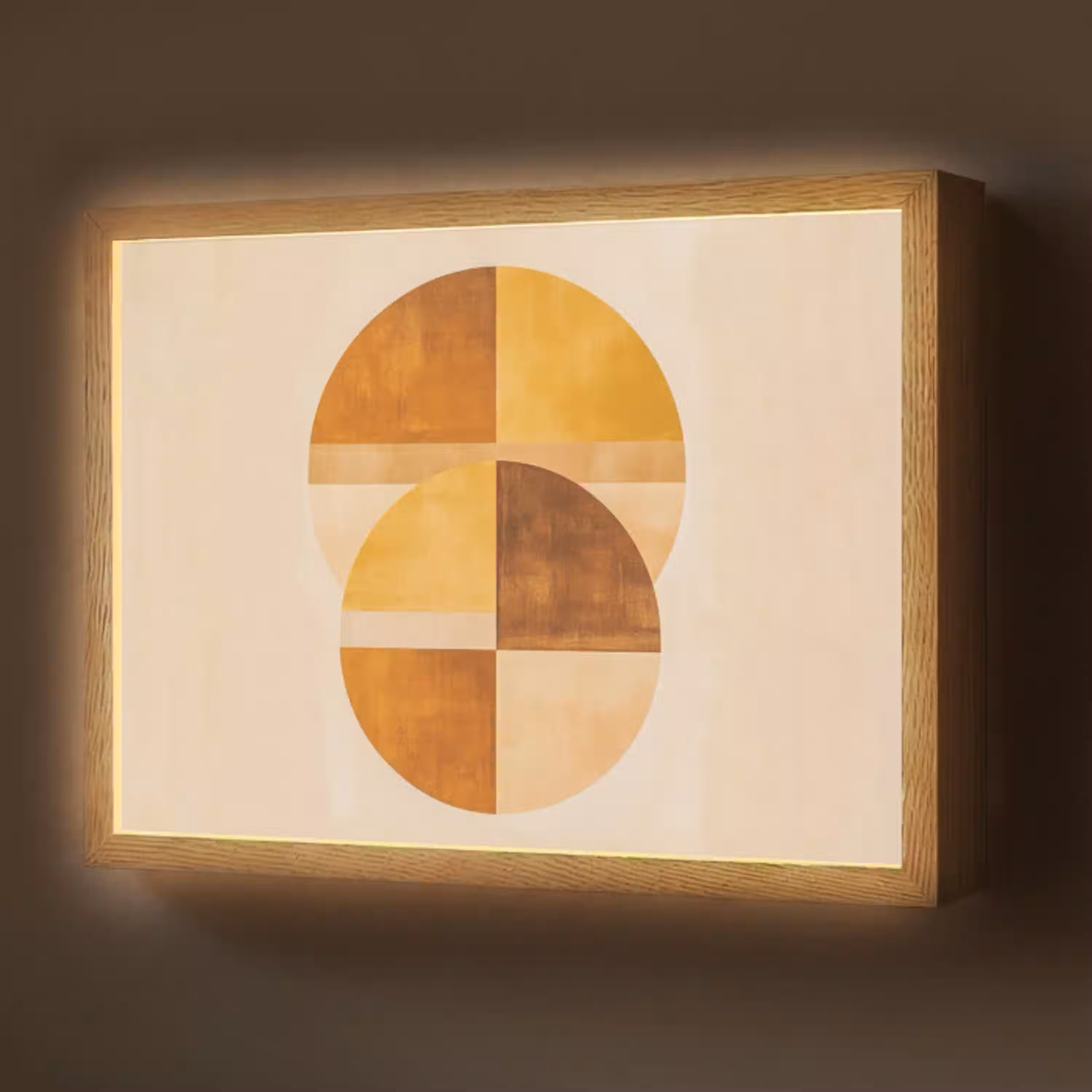 Cirkels - Geel - Minimalistisch Light Box met batterij (Wandlamp) middel -z3d_website