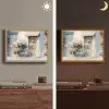 Fiets - Pastelkleuren - Bloemen Light Box met batterij (Wandlamp) middel -sfeer3