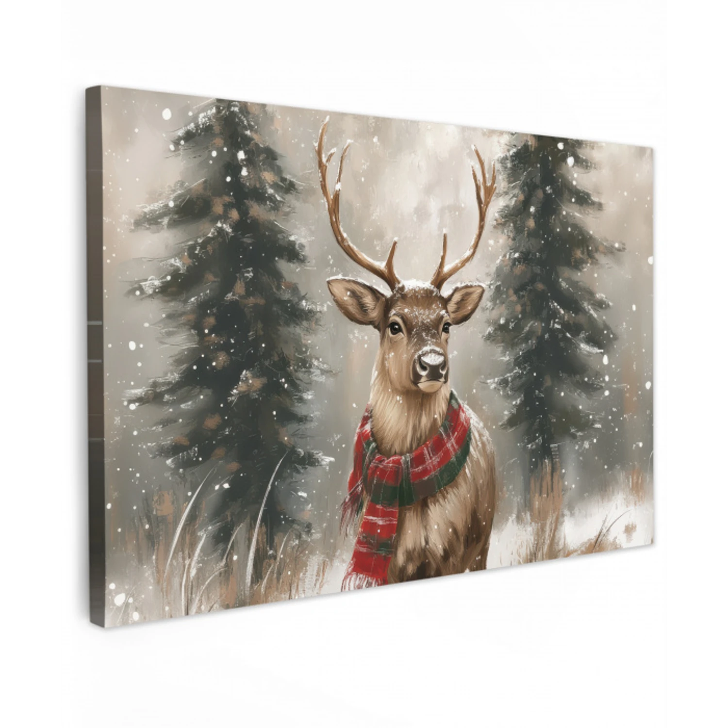Winter - Bos - Rendier - Donker canvas 2cm klein -z3d