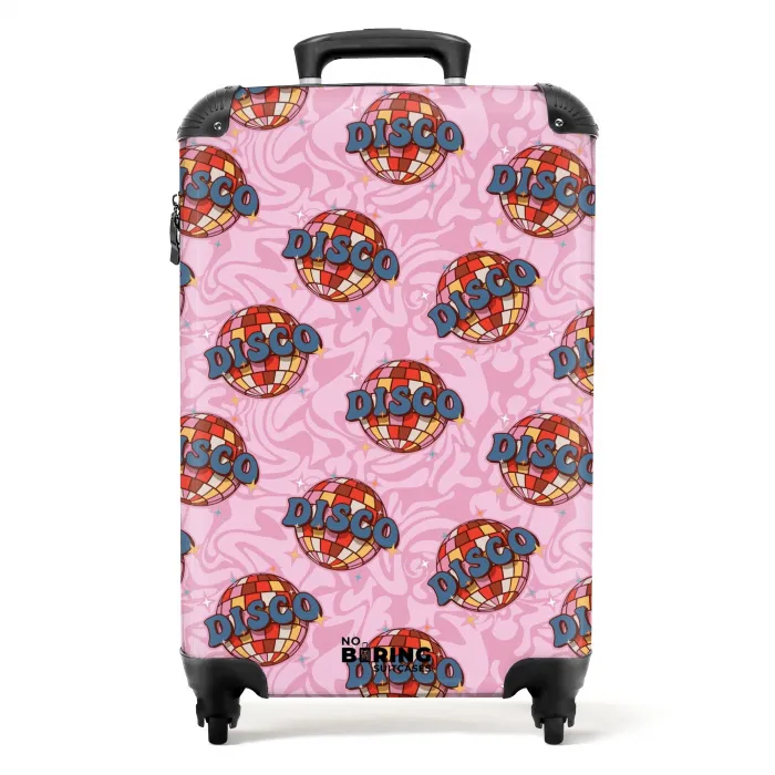 Retro discobal patroon roze NBS - Handbagage koffer - Kinderen Unisex middel -productfoto_recht