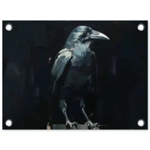 Raaf - Vogels - Zwart tuinposter los doek klein -3d