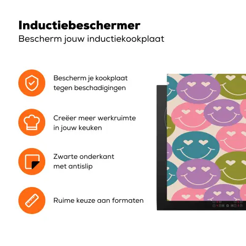 Patroon - Smiley - Kleurrijk - Hartjes Inductie beschermer vinyl 3mm klein 276 -zzzzzzz-td-ups