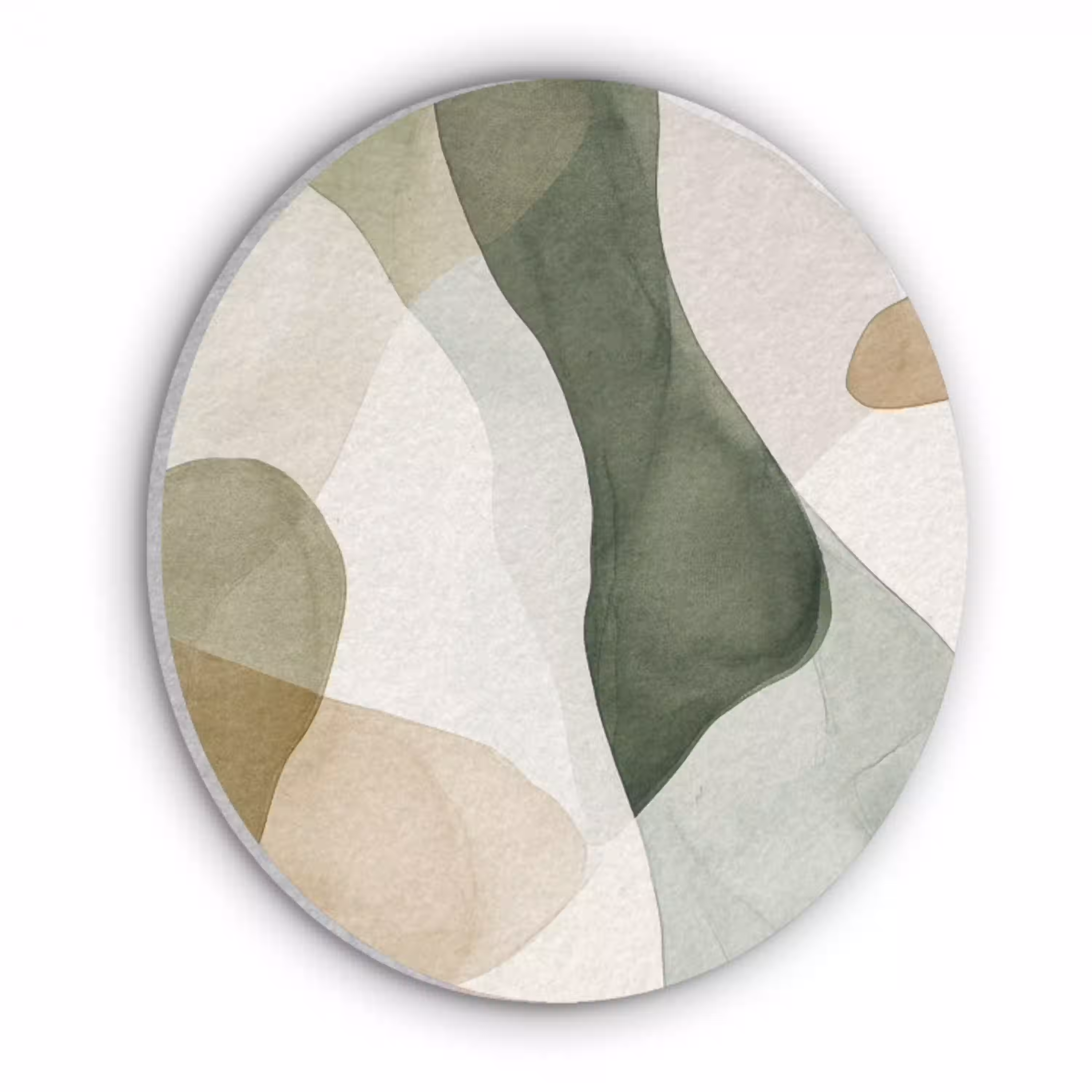 Japandi - Abstract - Groen Akoestische PET Vilt - Rond klein -3d