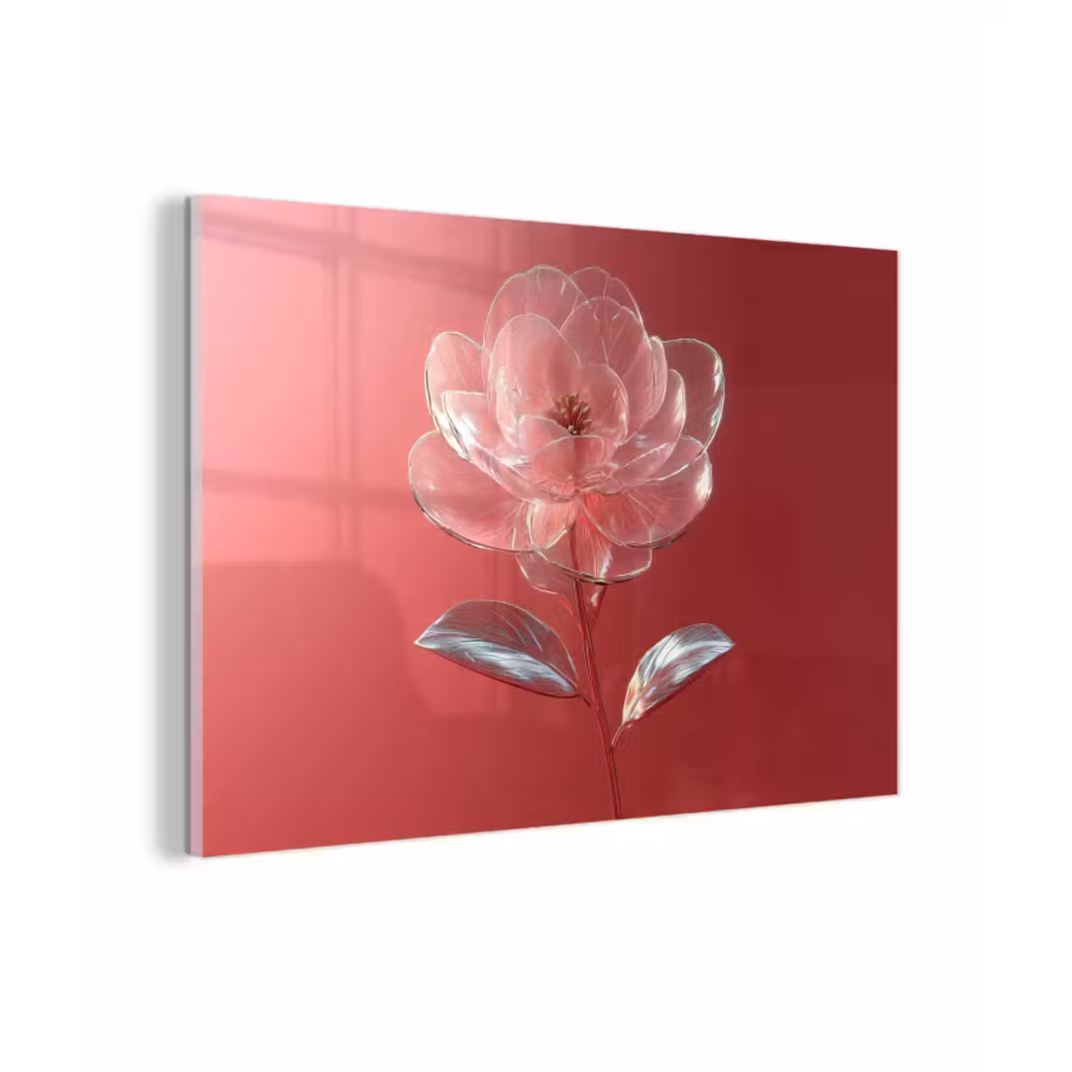 Glasbild - Verziert - Blume - Rosa - Gläser