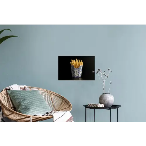 Friet - Porselein - Delfts blauw - Eten Muursticker klein -plant