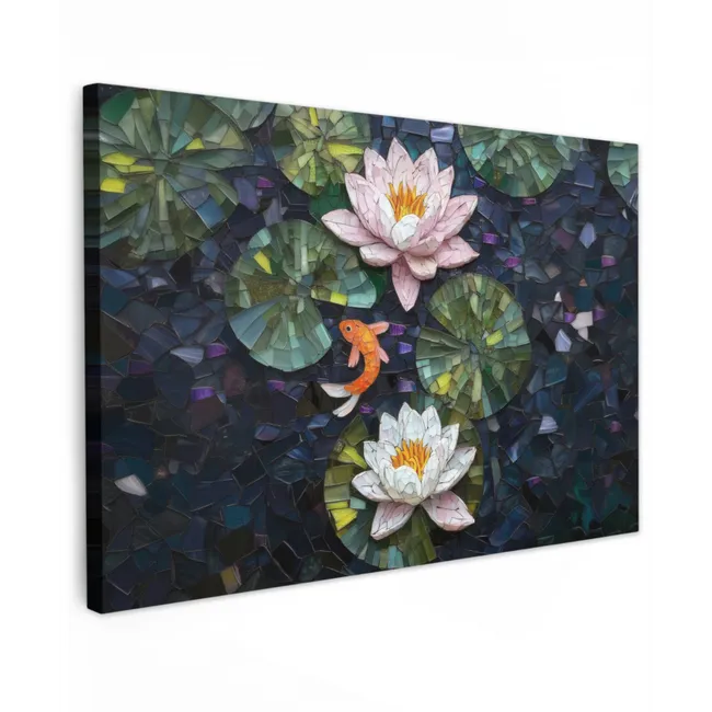 Glasstukjes - Leliebladeren - Vis - Oranje canvas 2cm klein -z3d