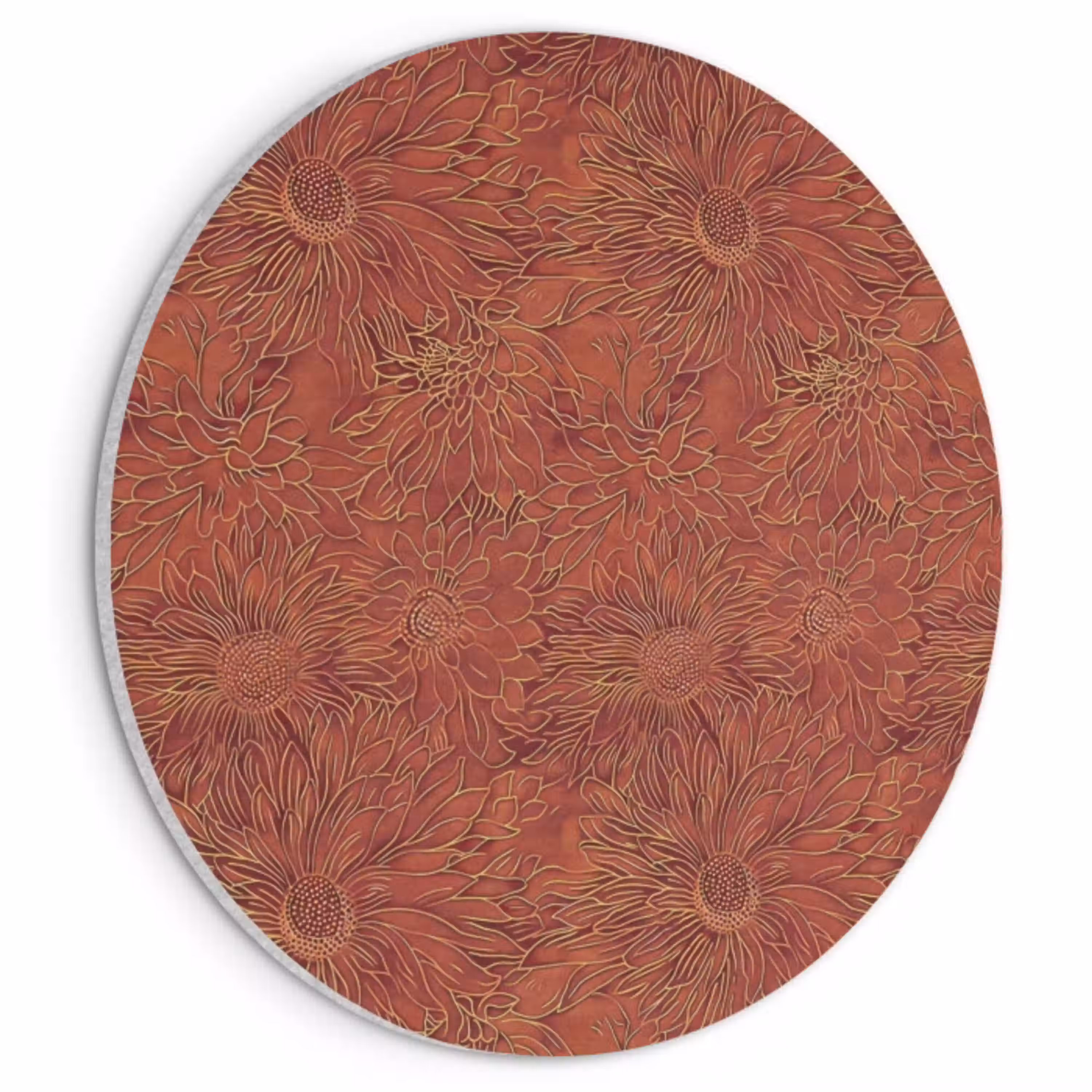 Oosters - Bloemen - Terracotta Akoestische PET Vilt - Rond klein 838 -3d