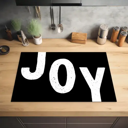 Kerstmis - Quotes - Joy - Zwart - Feest Inductie beschermer vinyl 3mm klein -sfeer5