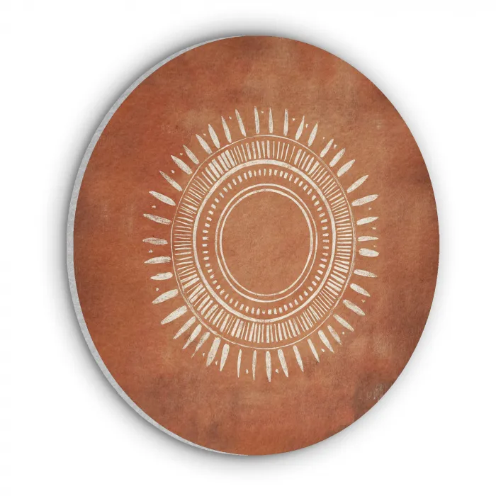 Abstract - Lijnen - Zonnestralen - Roodbruin Akoestische PET Vilt - Rond klein -3d