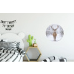 Hert - Winter - Bos - Natuur - Wit Wandcirkel aluminium klein -kinderkamer