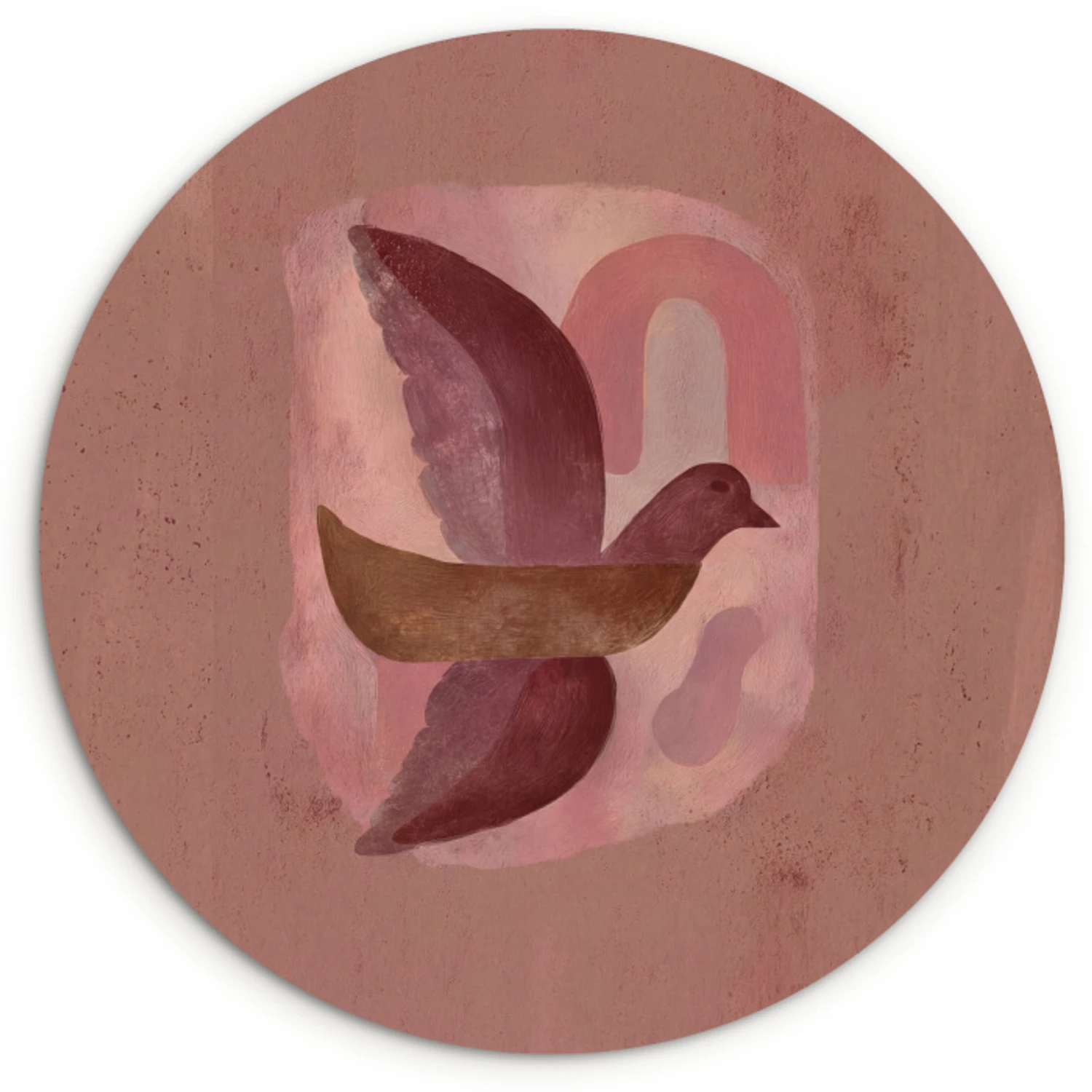 Illustratie - Vogels - Abstract - Roze Wandcirkel kunststof plaat 5mm dik klein -3d