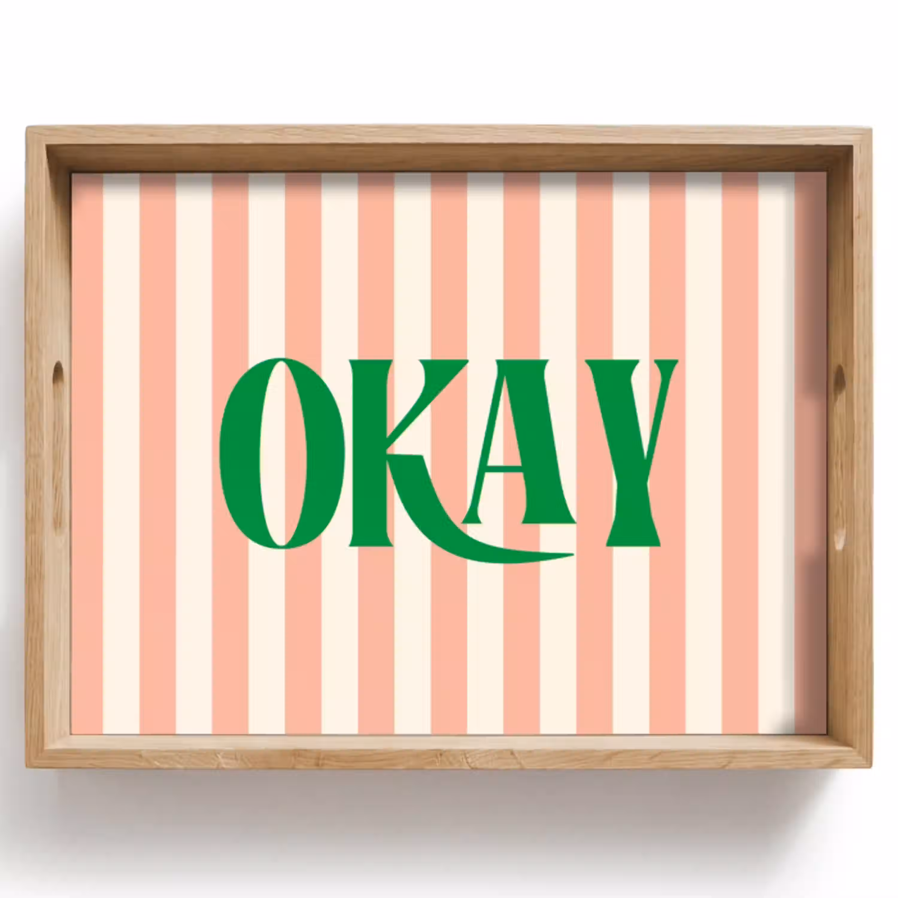 Zachtroze - Groen - Strepen - Okay Dienblad Rechthoek middel -z3d_shopping