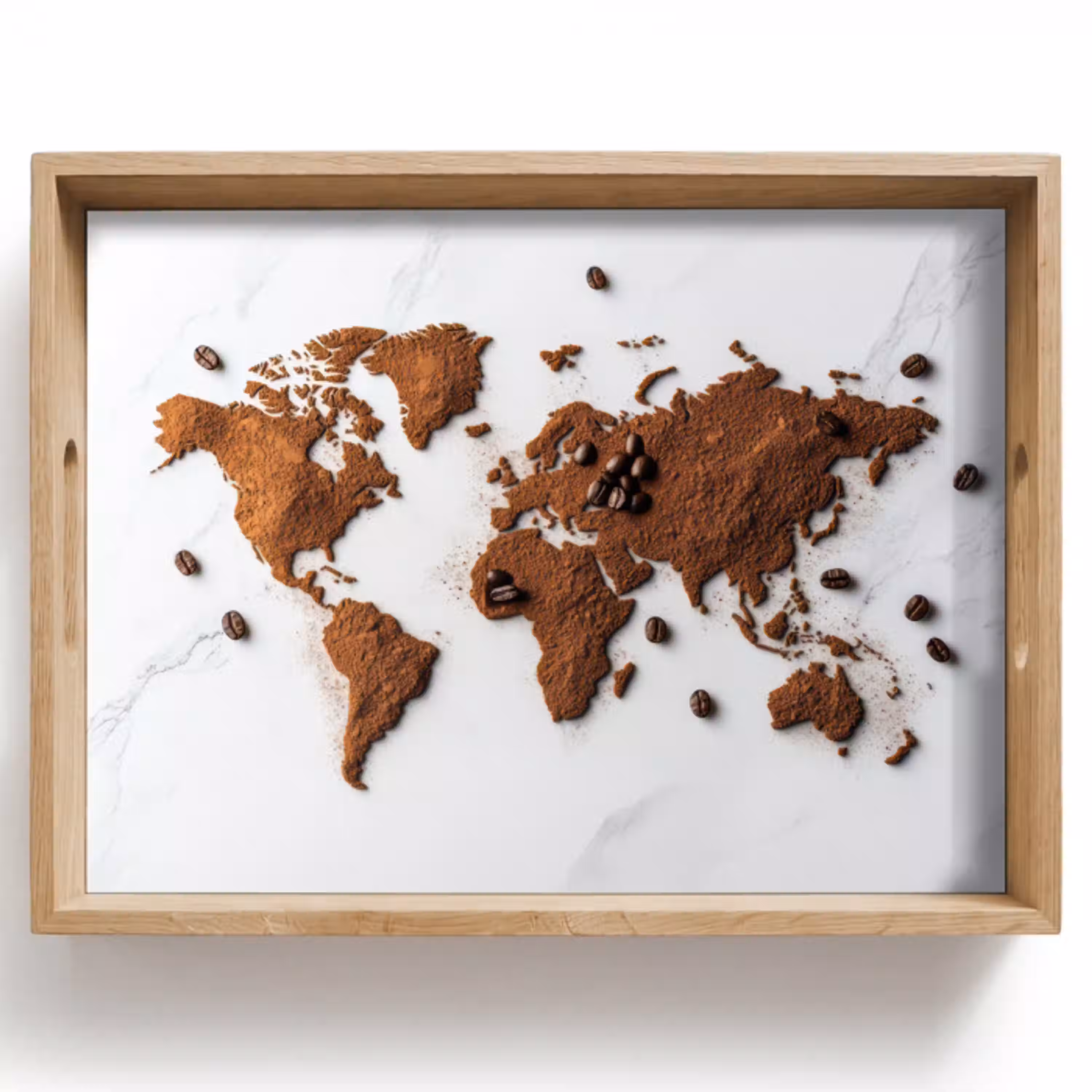 Wereldkaart - Koffie - Marmer Dienblad Rechthoek middel -z3d_shopping