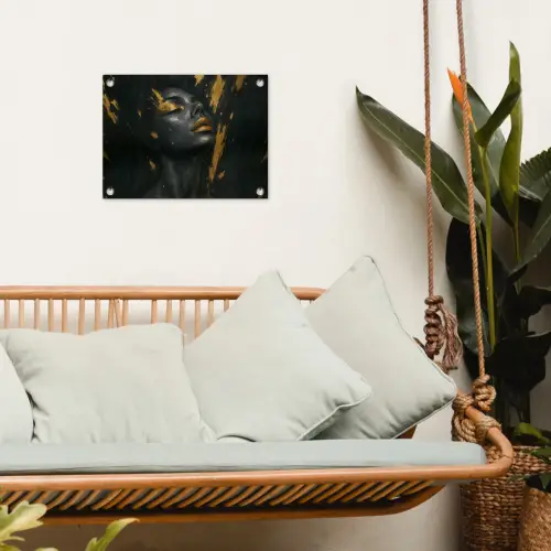 Gezicht - Vrouw - Verfspatten - Abstract tuinposter los doek klein -sfeer7