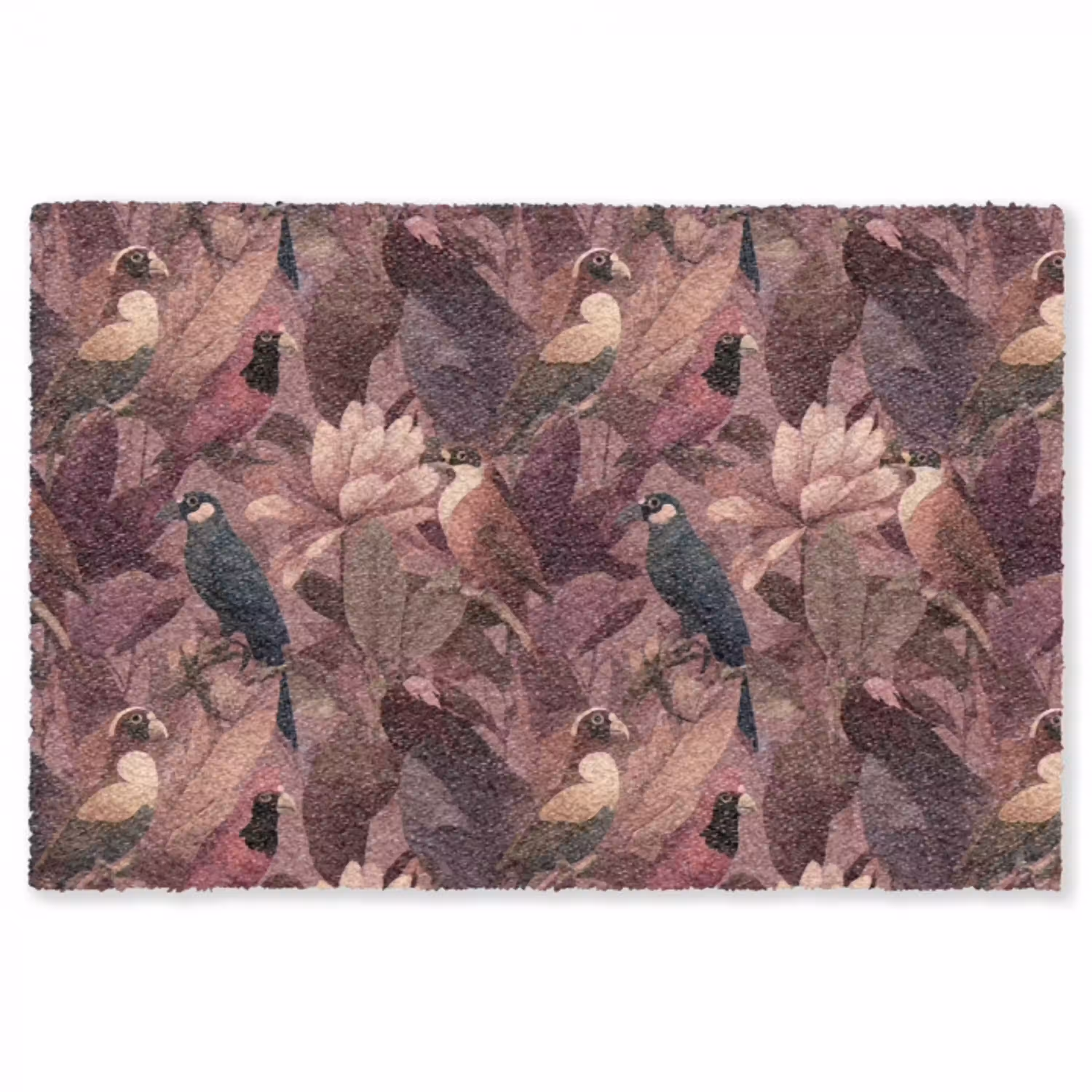 Vogels - Bladeren - Roze Vloerkleed Rechthoek klein 1091 -3d