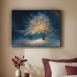 Levensboom - Nacht - Donker - Blauw Textielframe - compleet frame klein -sfeer1