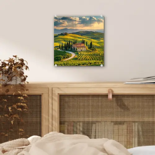Toscane - Landschap - Wijngaarden plexiglas 5mm klein -sfeer4