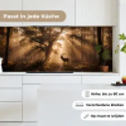 Hert - Bos - Mistig - Natuur - Goud keuken achterwand 2 middel -sfeer4_DE