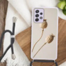 Papaverbollen - Droogbloemen - Minimalistisch - Beige - Rustig Hoesje Samsung Galaxy A52 5G met koord klein -sfeer4