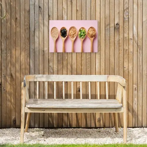 Ingrediënten - Lepels - Hout - Roze Tuinposter op houten frame 2 cm dik klein -sfeer4