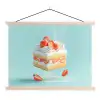 Slagroom - Taart - Blauw - Eten textielposter latten blank klein -3d