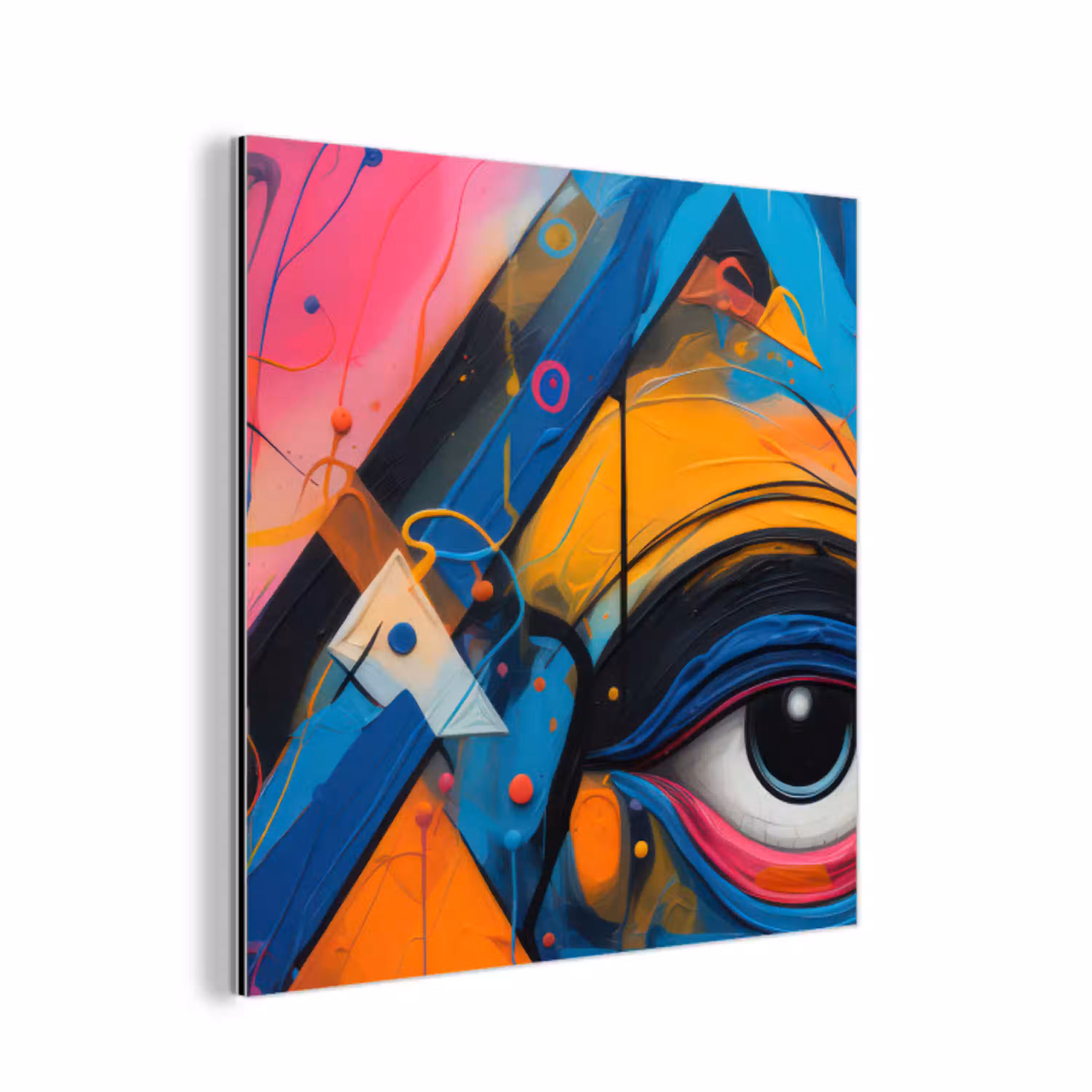 Graffiti - Kleuren - Oog - Kunst aluminium wit klein -3d
