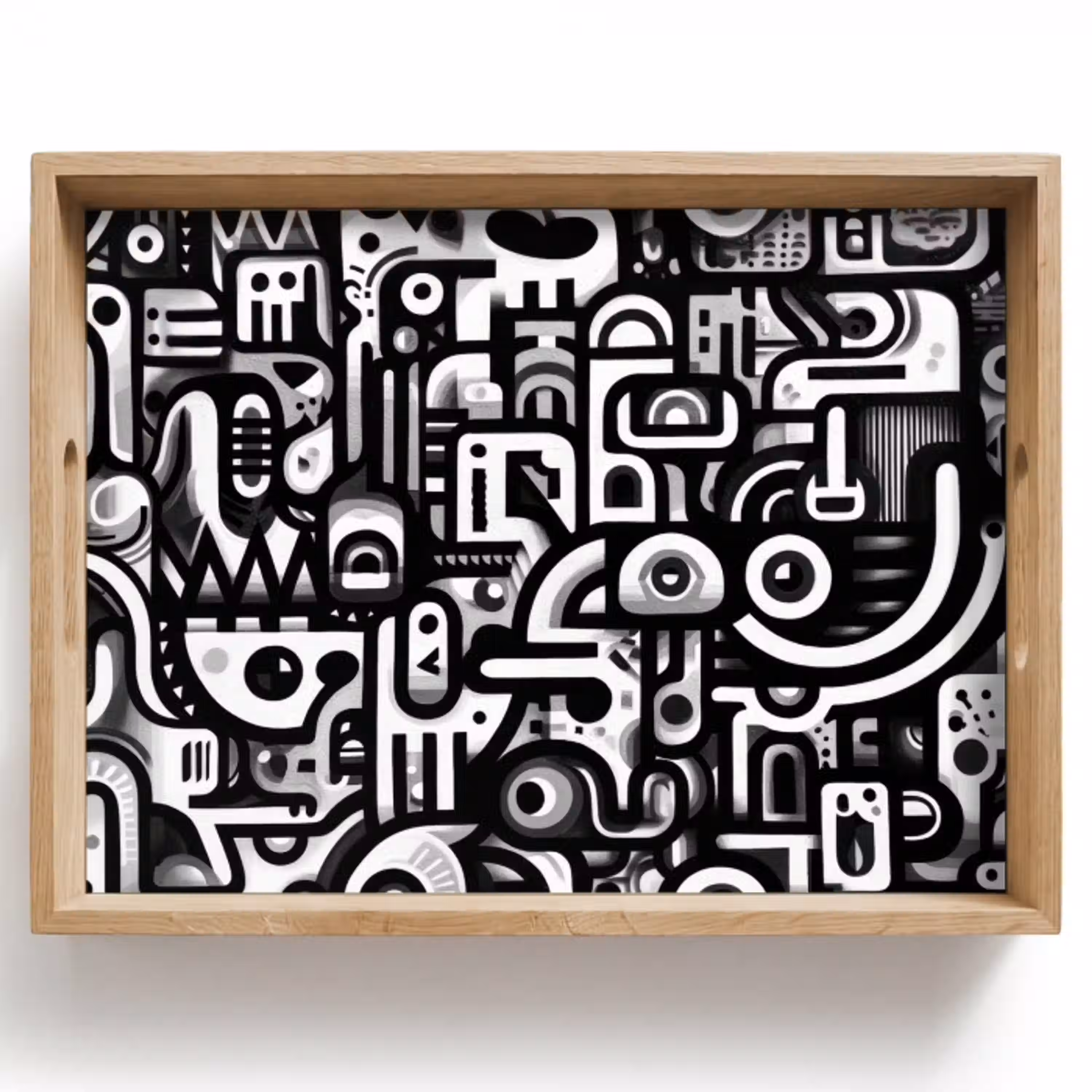 Symbolen - Abstract - Grafisch - Zwart Dienblad Rechthoek middel -z3d_shopping