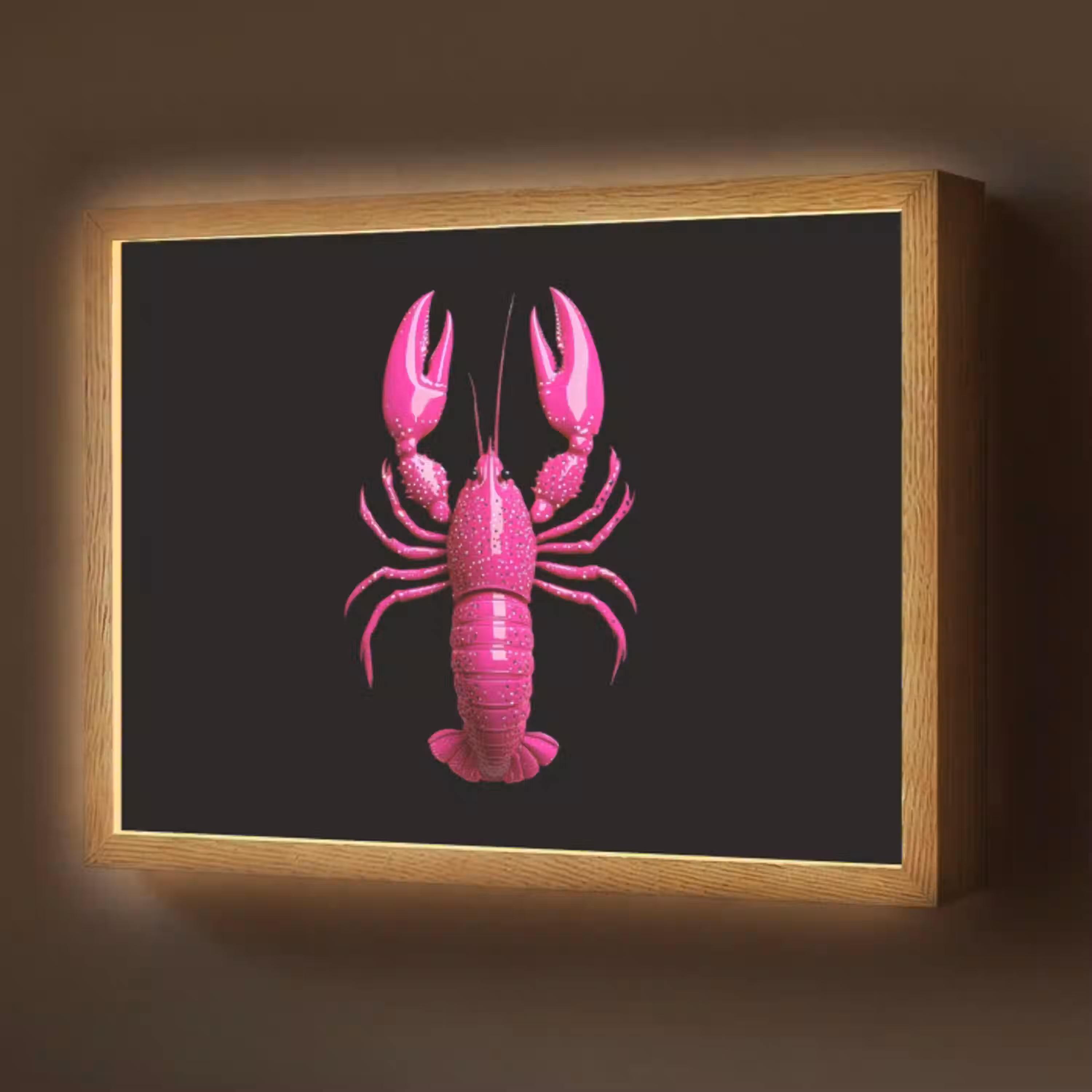 Kreeft - Felroze - Stippen - Opvallend Light Box met batterij (Wandlamp) middel -z3d_website