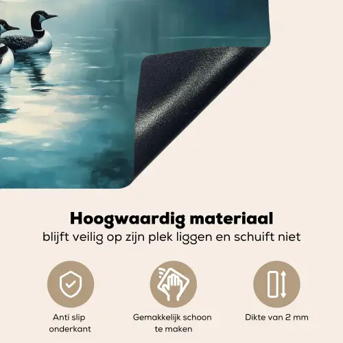 Bos - Water - Eenden - Mistig Inductie beschemer met haakjes klein -ky-onderkant-nl