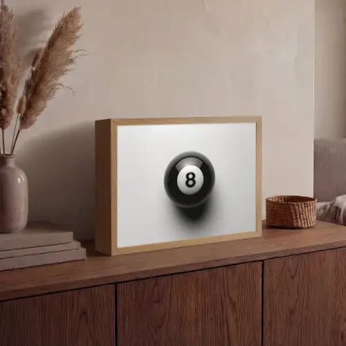 Biljartbal - Getal - Acht - Wit Light Box met batterij (Wandlamp) middel -sfeer2