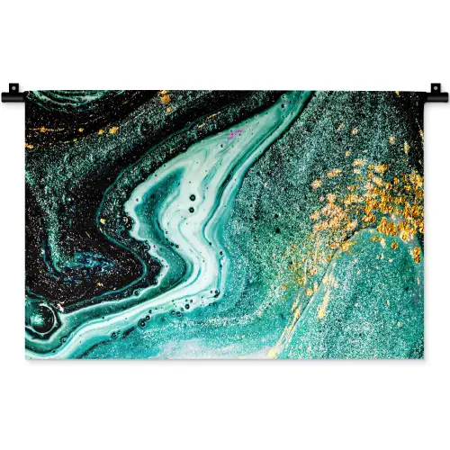 Marmerlook - Blauw - Goud - Glitter - Luxe - Marmer Wandkleed katoen klein -zz3d