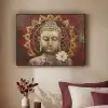Boeddha - Mandala - Bloem - Rood - Goud - Zen Textielframe - compleet frame klein -sfeer1