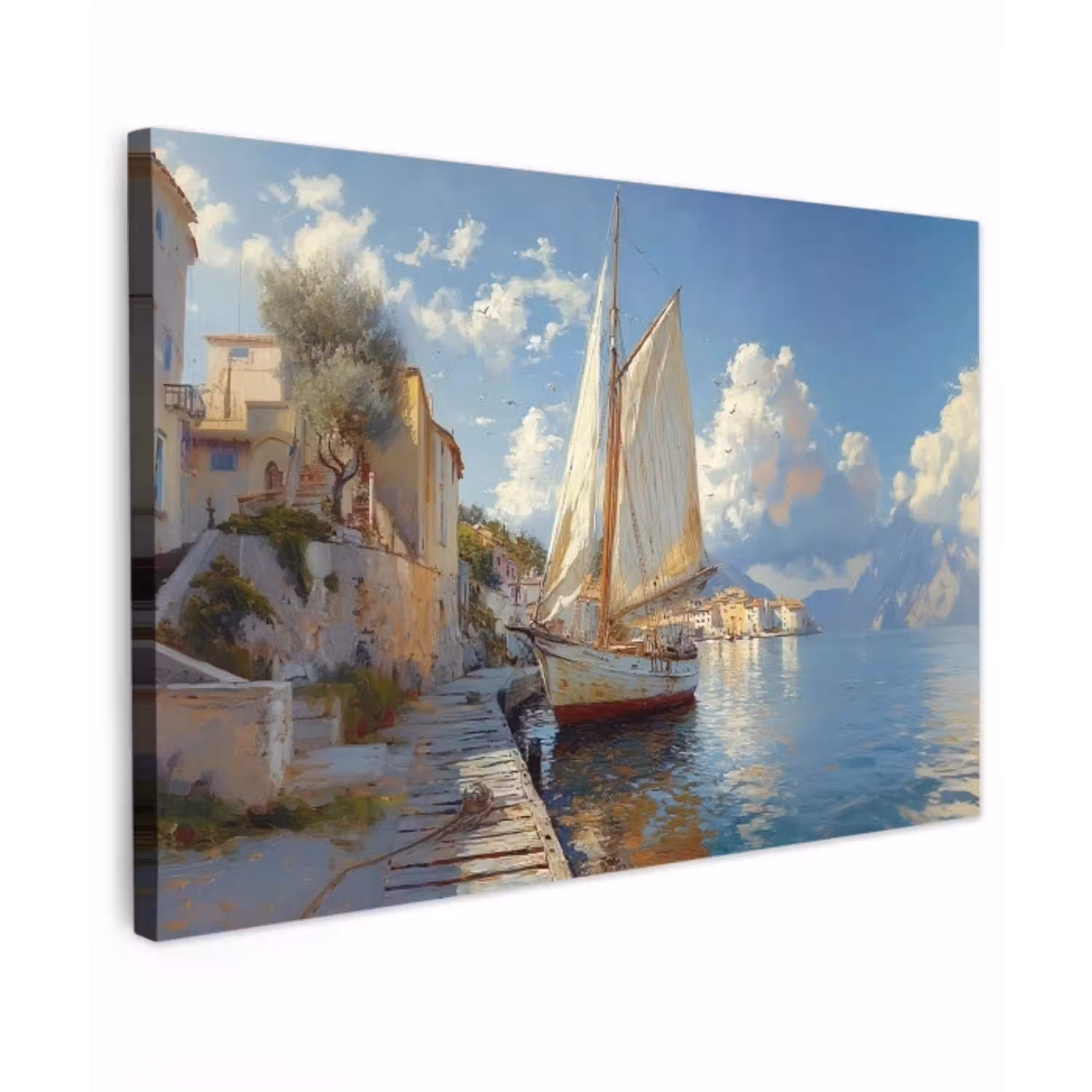 Zeilschip - Huizen - Kade - Zee canvas 2cm klein -z3d
