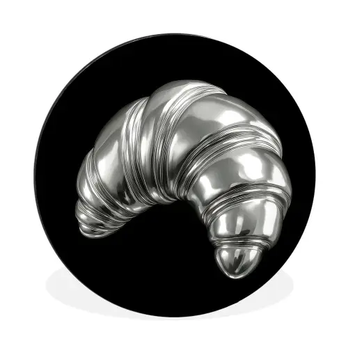Croissant - Metaal - Zilver Wandcirkel aluminium klein -3d