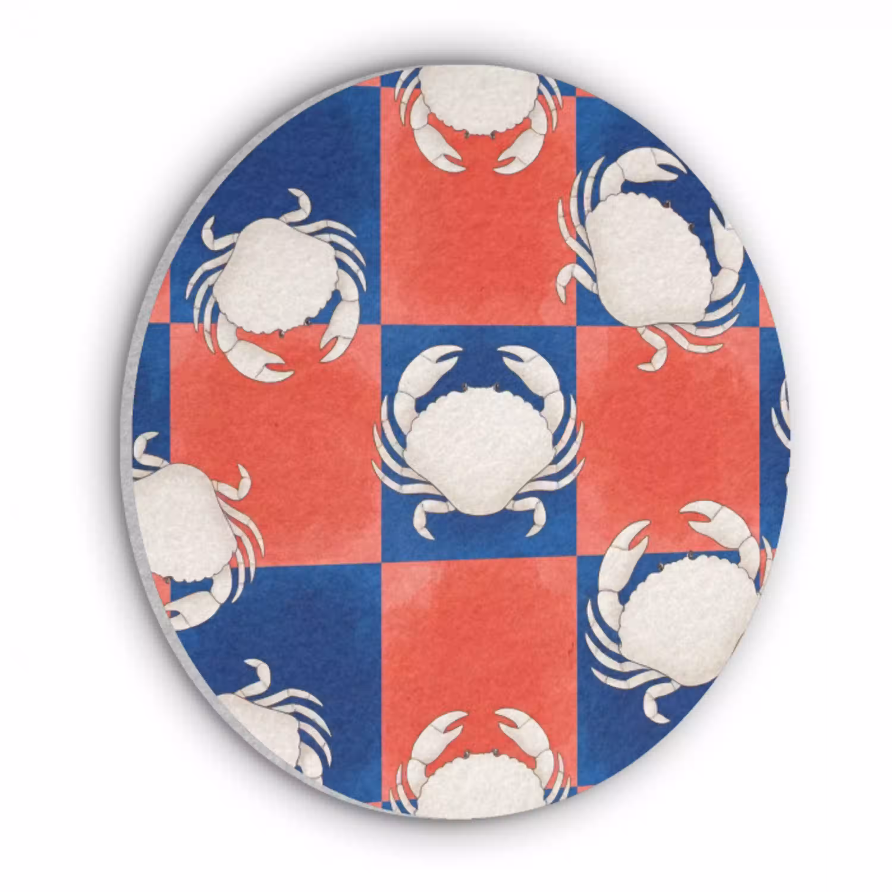 Patroon - Zeeleven - Rood - Blauw - Abstract Akoestische PET Vilt - Rond klein -3d