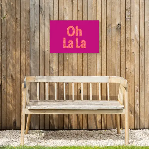Oh la la - Luipaardprint - Roze Tuinposter op houten frame 2 cm dik klein -sfeer4